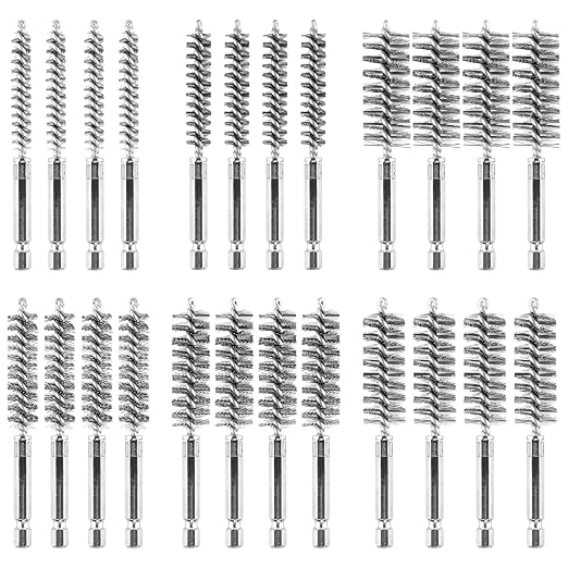 24 pcs Bore Brush for Drill, Stainless Steel Wire Cleaning Brush Set, Abrasive by AOKLIT