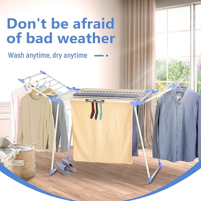 Clothes Drying Rack, Gullwing Laundry Rack, Collapsible, Space-Saving Laundry - Image 5