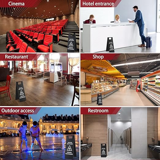 Kigley 2 Pcs Wet Floor Sign, 24 Inch Stainless Steel Caution Wet Floor Sign - Image 5