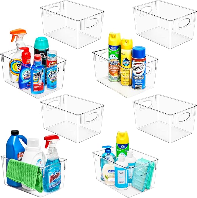 Sorbus 8 Pack Large Clear Plastic Storage Bins, Refrigerator, Under Sink by Sorbus