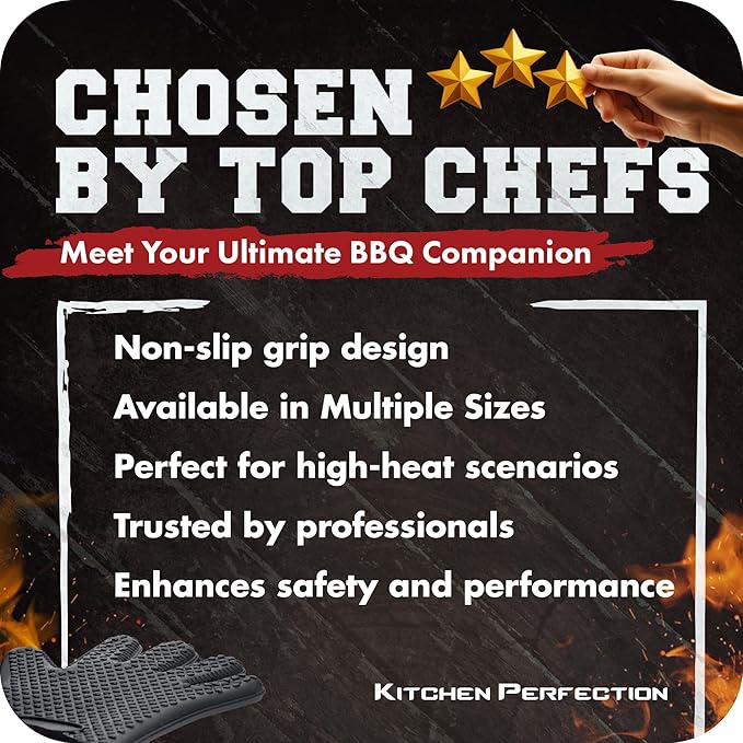 KITCHEN PERFECTION S Silicone Smoker Oven Gloves -Extreme Heat Resistant BBQ - Image 9
