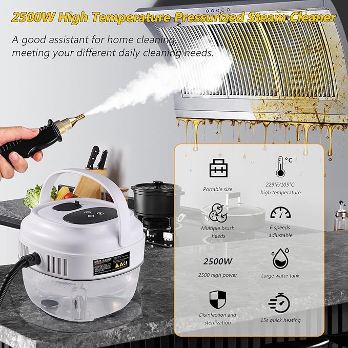 Handheld Steam Cleaner, 2500W Portable Steamer - Image 3