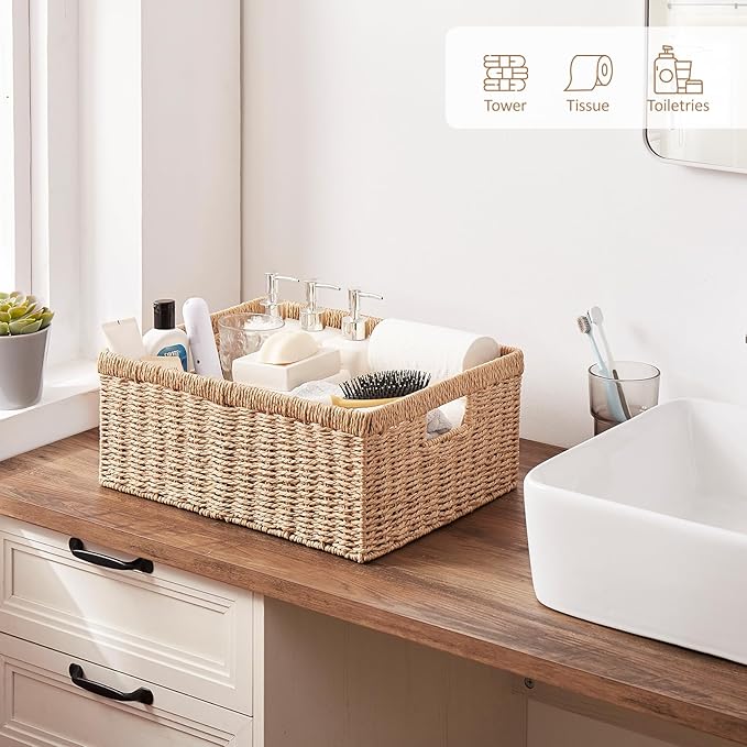 OIAHOMY Wicker Basket, Paper Shelf Basket - Image 6