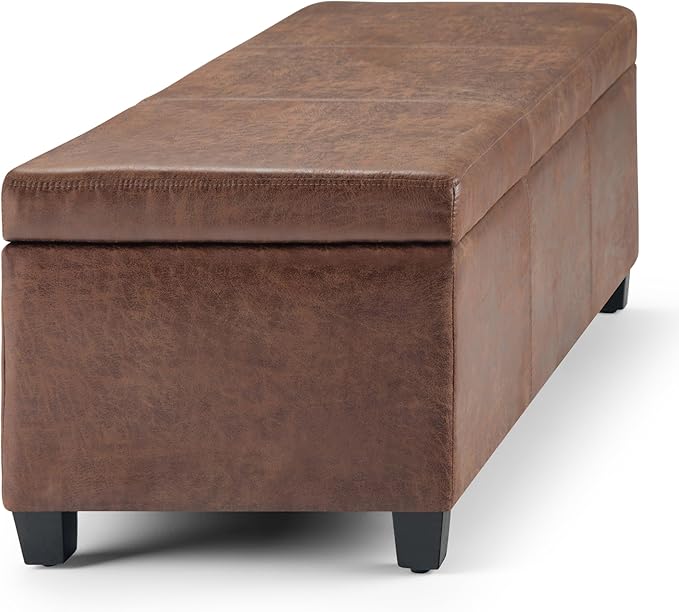 SIMPLIHOME Avalon 48 inch Wide Contemporary Rectangle Storage Ottoman Bench in - Image 11
