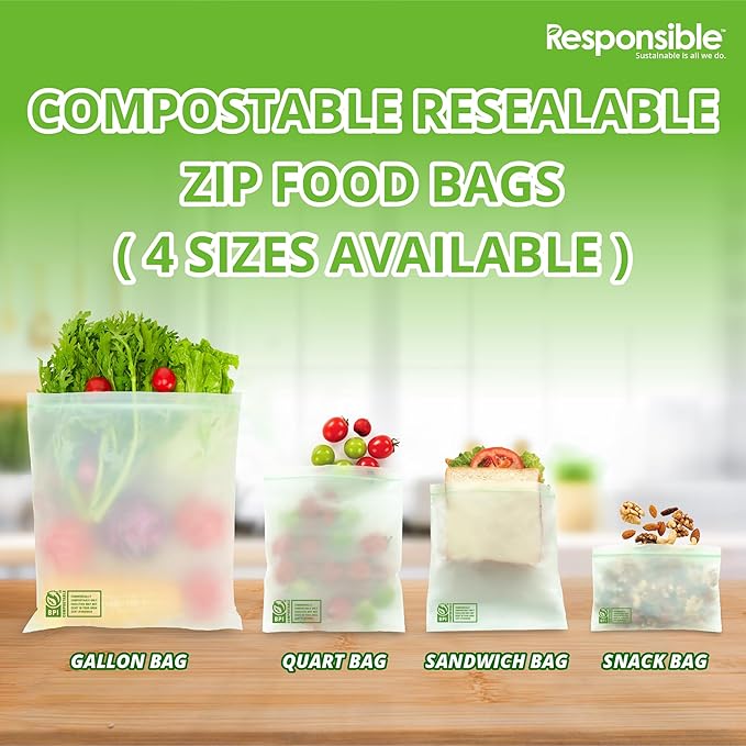 Responsible Products Certified Compostable SNACK Resealable Zip Bag, Extra - Image 4