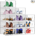 BALEINE 12 Pack Stackable Shoe Storage Boxes Fit Size 9, Thickened Clear Shoe by BALEINE