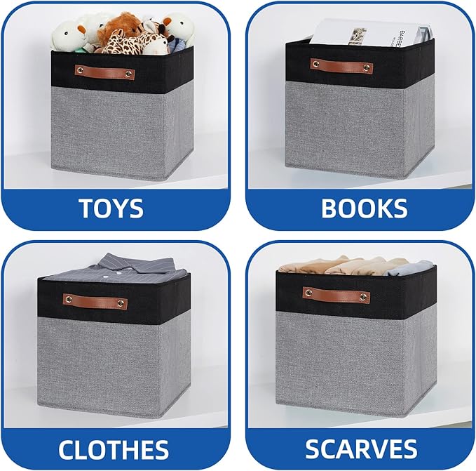 Temary Fabric Cube Storage Bins 12 Inch Decorative Storage Cubes Baskets 4 Pack - Image 4