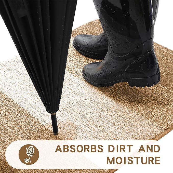 Kitinjoy Indoor Outdoor Door Mat, 40x32 Non-Slip Absorbent Dirt Trapper - Image 2