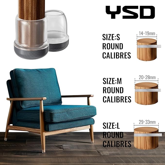 YSD 1Inch 24 Pcs Silicone Chair Leg Floor Protectors, Hair and dust Resistant - Image 6