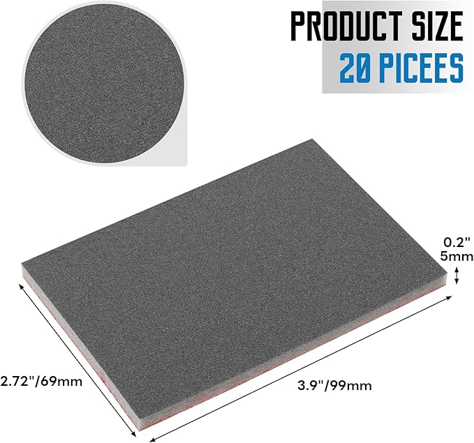 20 Pack 400 Grit Sanding Sponge, 3 x 4 Inch Soft Foam Sanding Block Wet Dry - Image 2