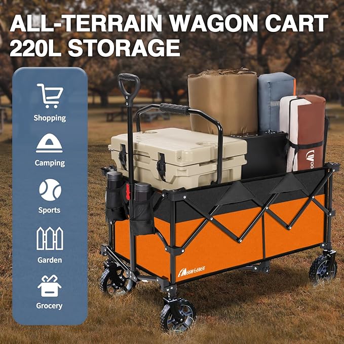 Moon Lence Collapsible Folding Wagon Cart Heavy Duty Folding Garden Portable - Image 8