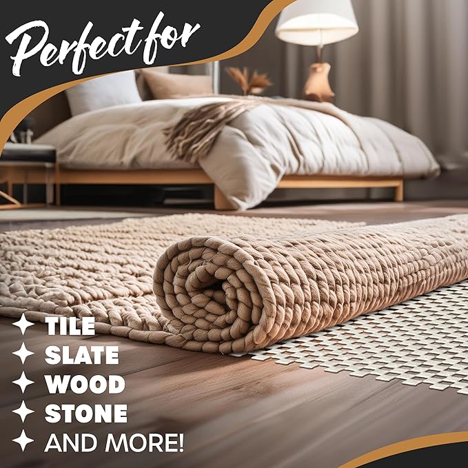 Nevlers 5'x7' White Anti Slip Rug Mat Non Skid Design | PVC Non Slip Rug Pads | - Image 8