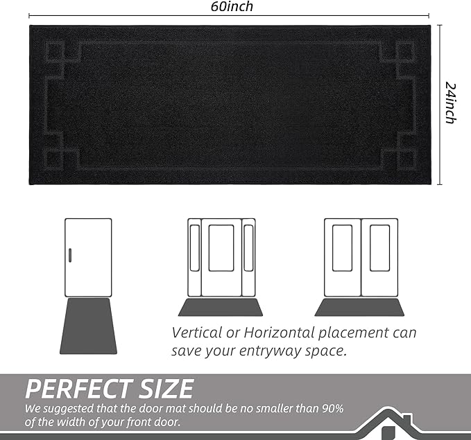 BEQHAUSE Door Mat 24" x 60", Non-Slip Door Mats Indoor Entryway Rugs Washable - Image 2