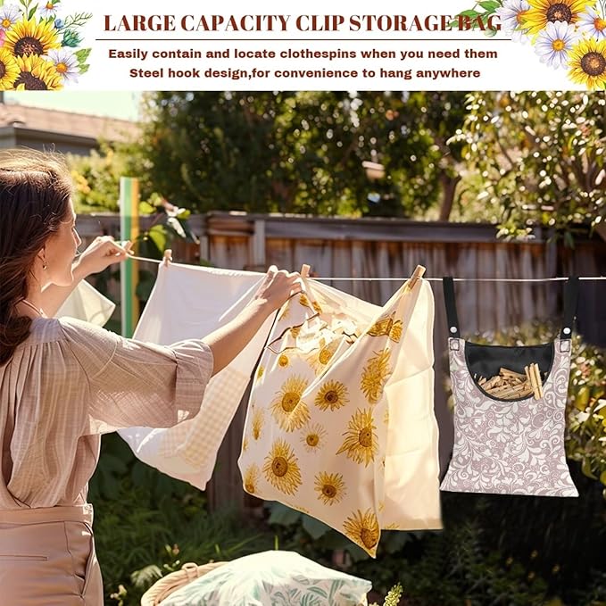 High Capacity Clothespin Holder Bag 14.5x12 Inches - Image 5