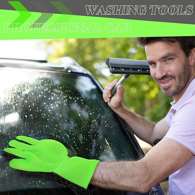 2 Packs Car Wash Mitt 5 Finger Microfiber Wash Mitts Car Dusting Gloves Double - Image 4