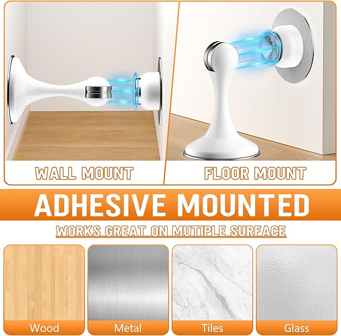 Crosize Magnetic Door Stoppers 2 Pack, Stainless Steel Door Catch - Image 5
