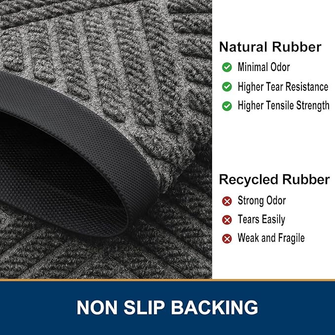 Smiry Front Door Mat Outside Entrance, Heavy Duty Outdoor Indoor Natural Rubber - Image 5