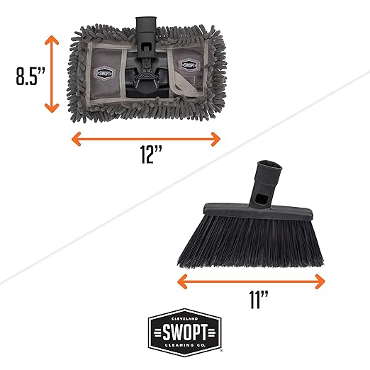 SWOPT Angled Broom Head + 12” Dust Mop Head + Plastic Dustpan – Multi-Surface - Image 6