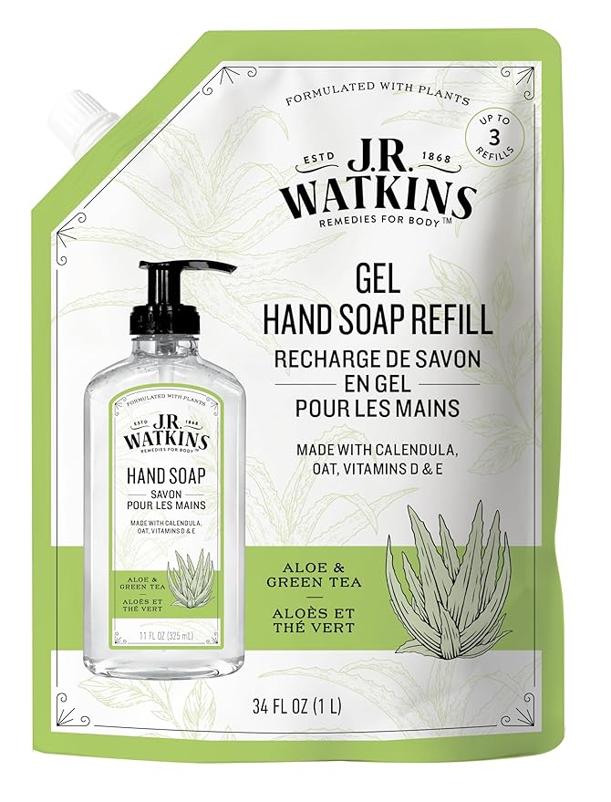 J.R. Watkins Hand Soap Refill, Aloe and Green Tea 34 fl Ounce by JRWatkins