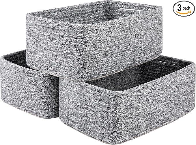 3 Pack Small Storage Baskets for Organizing, Cute Woven Decorative Gift Baskets by OIASKET