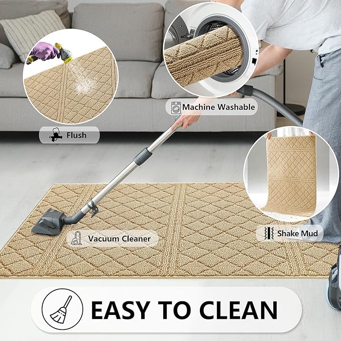 REFETONE Indoor Doormat, Front Back Door Mat 32"x40" Absorbent Rubber Backing - Image 6