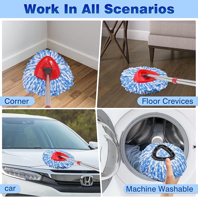 4 Pcs Mop Replace Heads & 1 Scrub Brush & 1 Base Combo - Image 4
