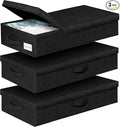 punemi Under The Bed Storage Containers 3 Pack, 6 Inch Tall Stackable Underbed by Punemi