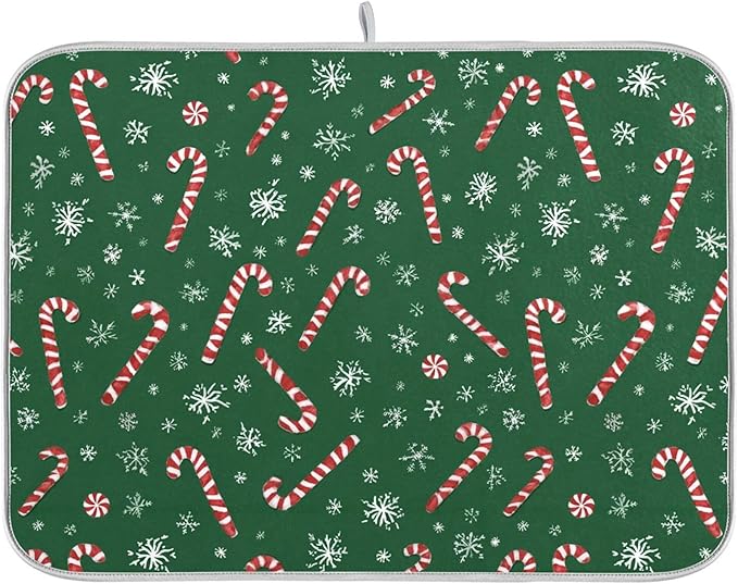 Christmas Candy Cane Dish Drying Mat by Wamika