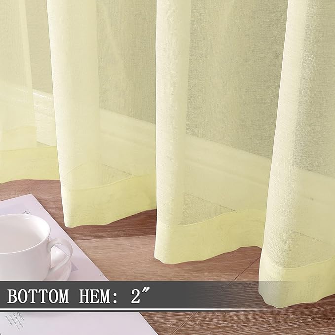 Tollpiz Short Sheer Curtains Linen Textured Living Room Curtain Sheers Light - Image 4