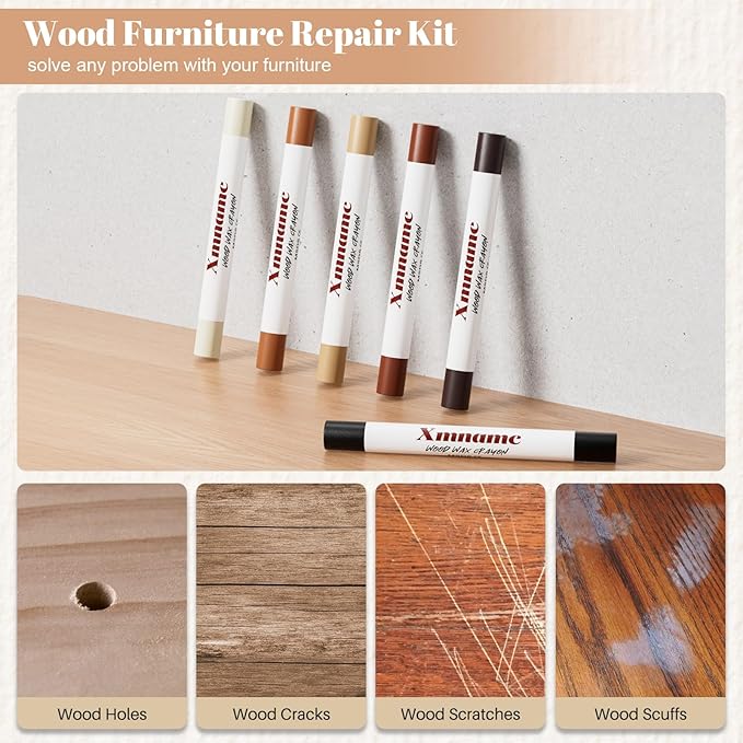 Wood Filler Sticks, 12 Colors Wood Wax Crayons Furniture Markers Touch Up - Image 3