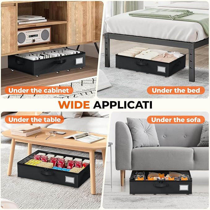 Underbed Storage with Wheels, 2 Pack Under Bed Storage Containers with Clear - Image 8