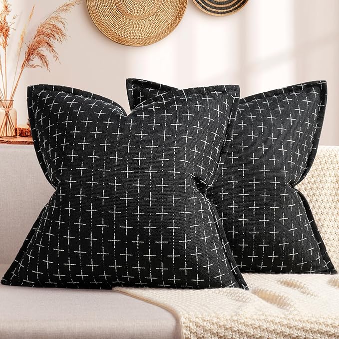 ZWJD Pillow Covers 18x18 Set of 2 Soft Polyester Textured Pillow Covers by ZWJD