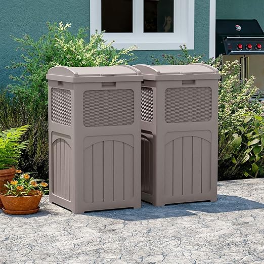 Patiowell 36 Gallon Outdoor Trash Can, Resin Outdoor Garbage Can - Image 2