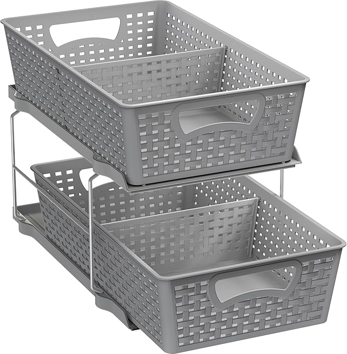 Simple Houseware 2 Tier Bathroom Organizer Tray Pull-Out Sliding by SimpleHouseware