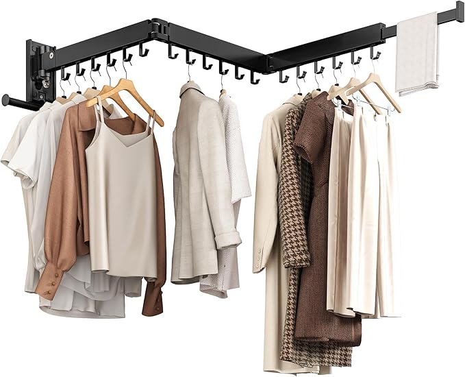 Wall Mounted Collapsible Clothes Drying Rack, Space-Saving Laundry Drying Rack by Unknown