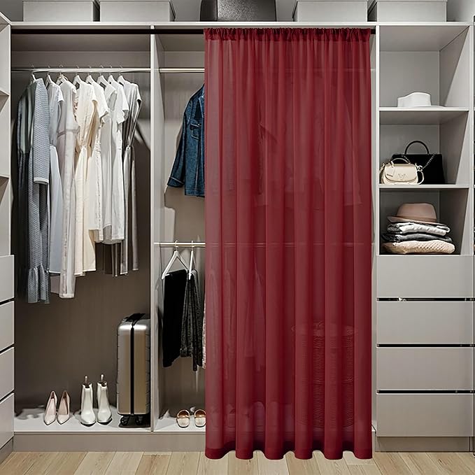 Tollpiz Sheer Door Curtains Closet Linen Textured Curtain Sheers Doorway Light - Image 3