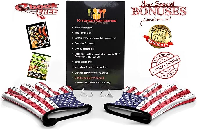 Kitchen perfection XL Silicone Smoker Oven Gloves-Extreme Heat Resistant BBQ - Image 2