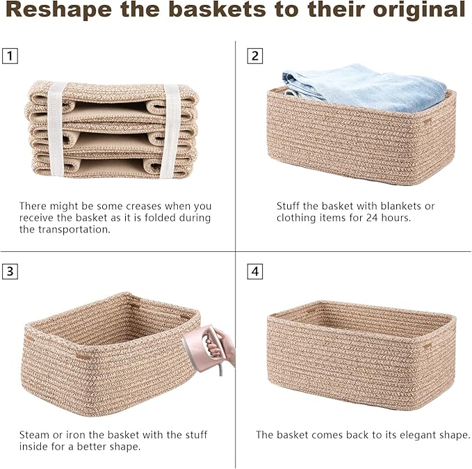 3 Pack Small Storage Baskets for Organizing, Cute Woven Decorative Gift Baskets - Image 7