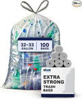 Plasticplace 32-33 Gallon Recycling Bags │ 0.9 Mil │ Clear Drawstring Garbage by Plasticplace