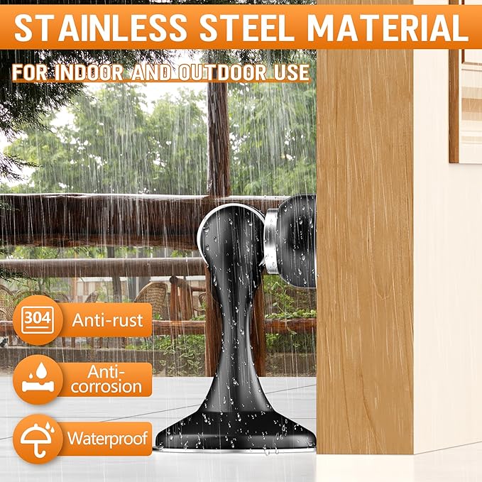 Crosize Magnetic Door Stoppers 4 Pack, Stainless Steel Door Catch - Image 9