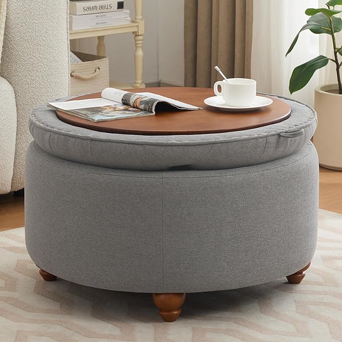 30Inch Round Storage Ottoman - Image 7