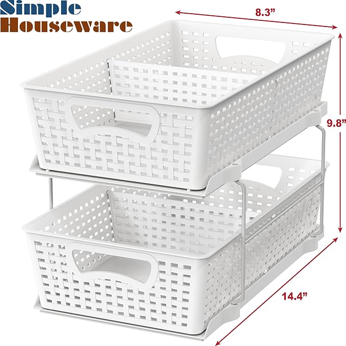 Simple Houseware 2 Tier Bathroom Organizer Tray Pull-Out Sliding - Image 2