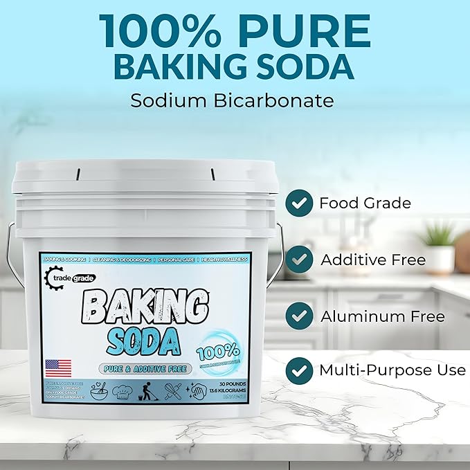 TradeGrade Pure Baking Soda Powder – 30 lb Bucket, Sodium Bicarbonate Powder | - Image 2