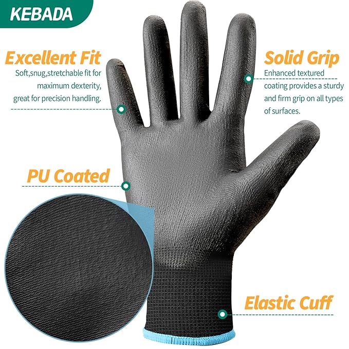 Kebada 60 Pairs Work Gloves Bulk Pack, Mens Work Gloves - Image 2