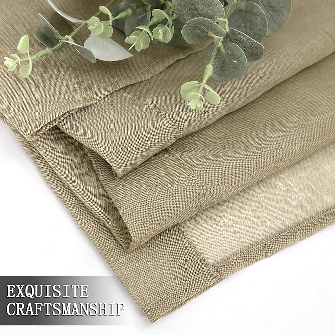 Tollpiz Short Sheer Curtain Linen Textured Bedroom Curtains Sheer Light - Image 7