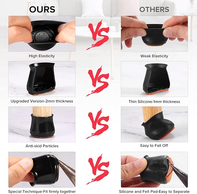 24PCS Upgraded Silicone Chair Leg Floor Protectors - Image 3