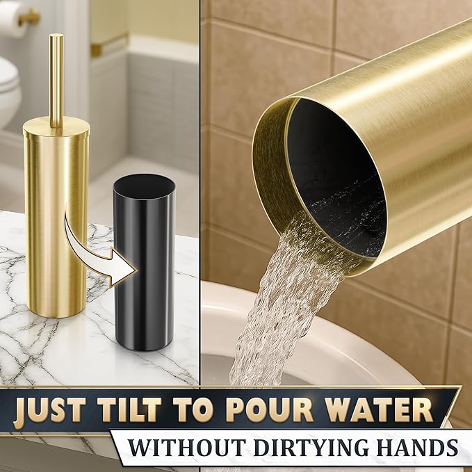 Gold Toilet Brush and Holder Set - Image 8