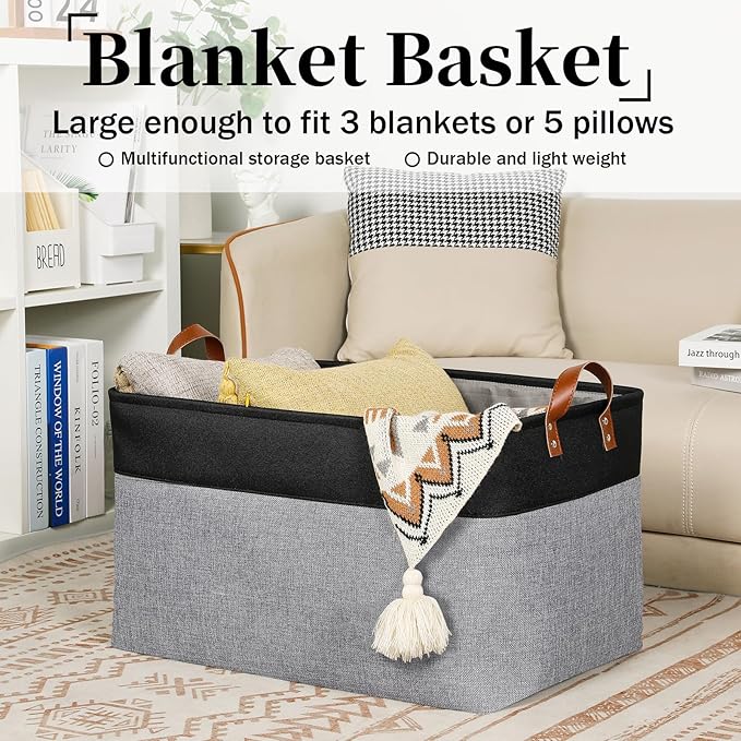 DULLEMELO Extra Large Storage Basket 22X15, 70L Foldable Fabric Toys Baskets - Image 5