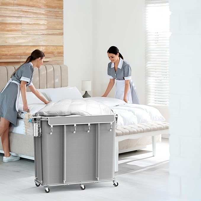 Simple Houseware Extra Large Rolling Laundry Cart – Heavy Duty Hamper - Image 7