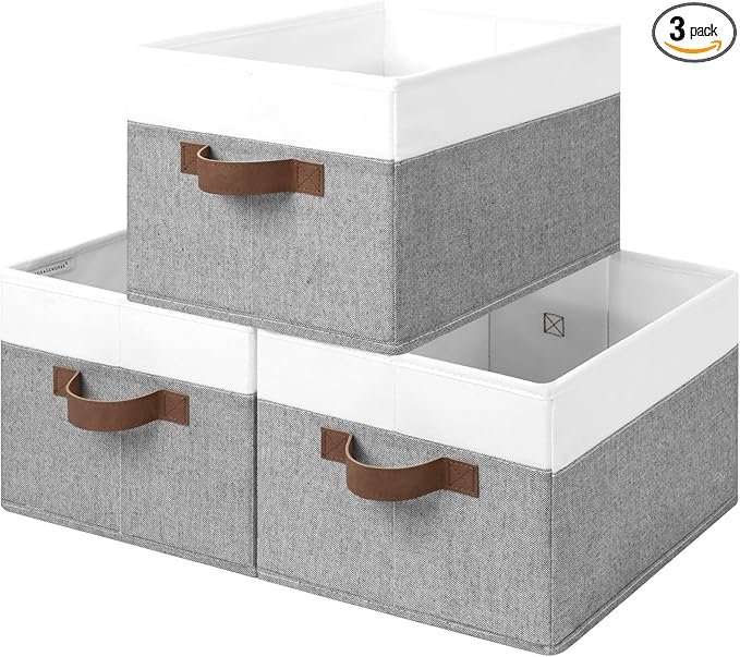 StorageWorks Storage Baskets for Shelves, Foldable Fabric Closet Storage Bins by StorageWorks